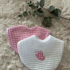 Duo Bavoirs Vichy Rose & Nid d’Abeille
