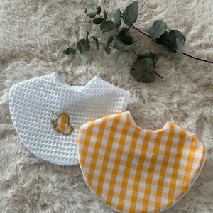 Duo Bavoirs Vichy Jaune & Nid d’Abeille