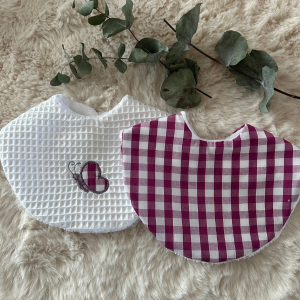 Duo Bavoirs Vichy Mauve & Nid d’Abeille