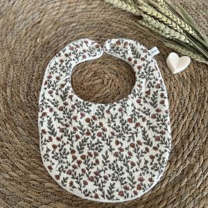 Bavoir Rond Fleurs Briques